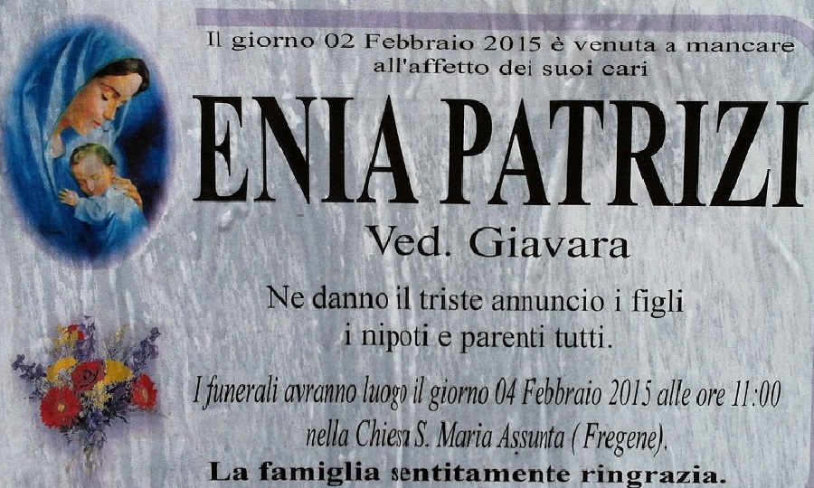 Si è spenta Enia Patrizi