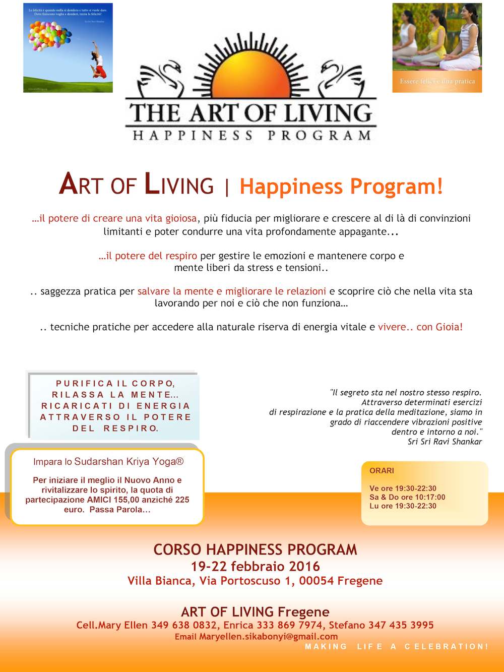 Corso Respirazione - HAPPINESS PROGRAM febbraio 2016