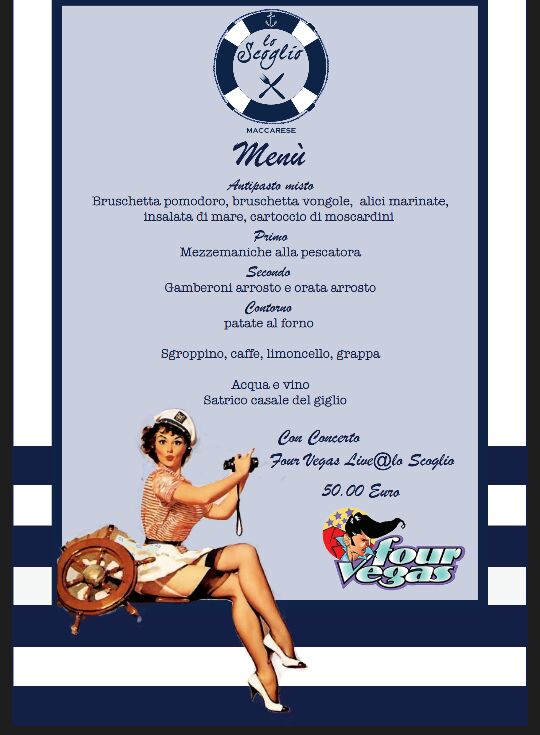 Scoglio Festa anni 50 menu