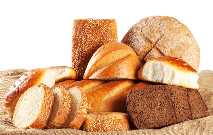 Brown bread, bread, cakes isolated on white background