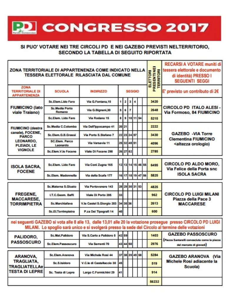 Primarie Pd, dove si vota Primarie Pd, dove si vota